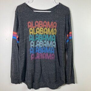 Womens Alabama State of‎ Mine Rainbow Tee Shirt Long Sleeve Gray L